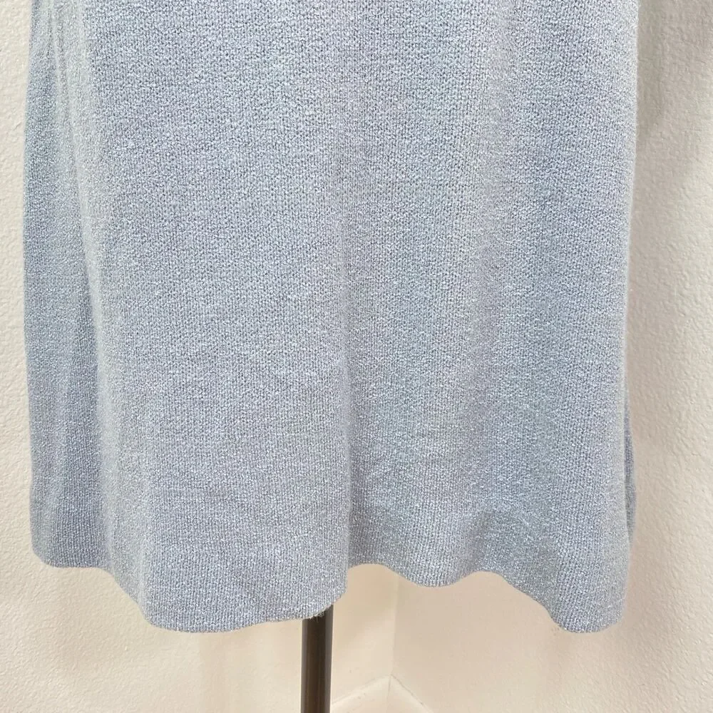 Vintage Gray Knit A-Line Knee Length Dress Med Turtleneck Long Sleeves Academia